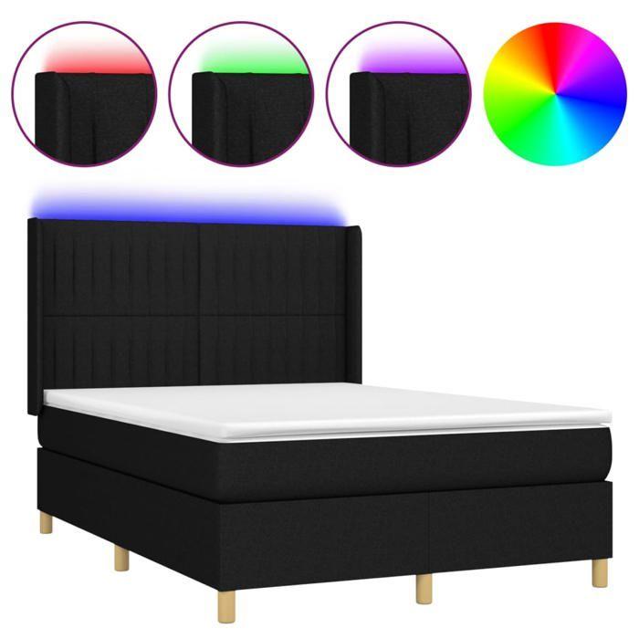 VidaXL Sommier à Lattes de Lit avec Matelas et LED, Lit Rembourré, Lit Double, Lit Adulte de Chambre à Coucher Intérieur, 3139039