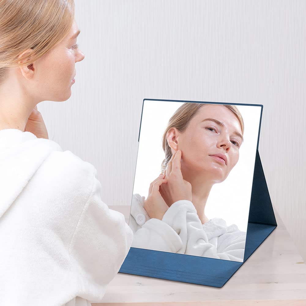 Napure Folding Mirror LL Navy Folding Mirror Folding Makeup Mirror Tabletop Mirror Compact Slim Makeup Mirror Napure Mirror That Reflects Your Natural