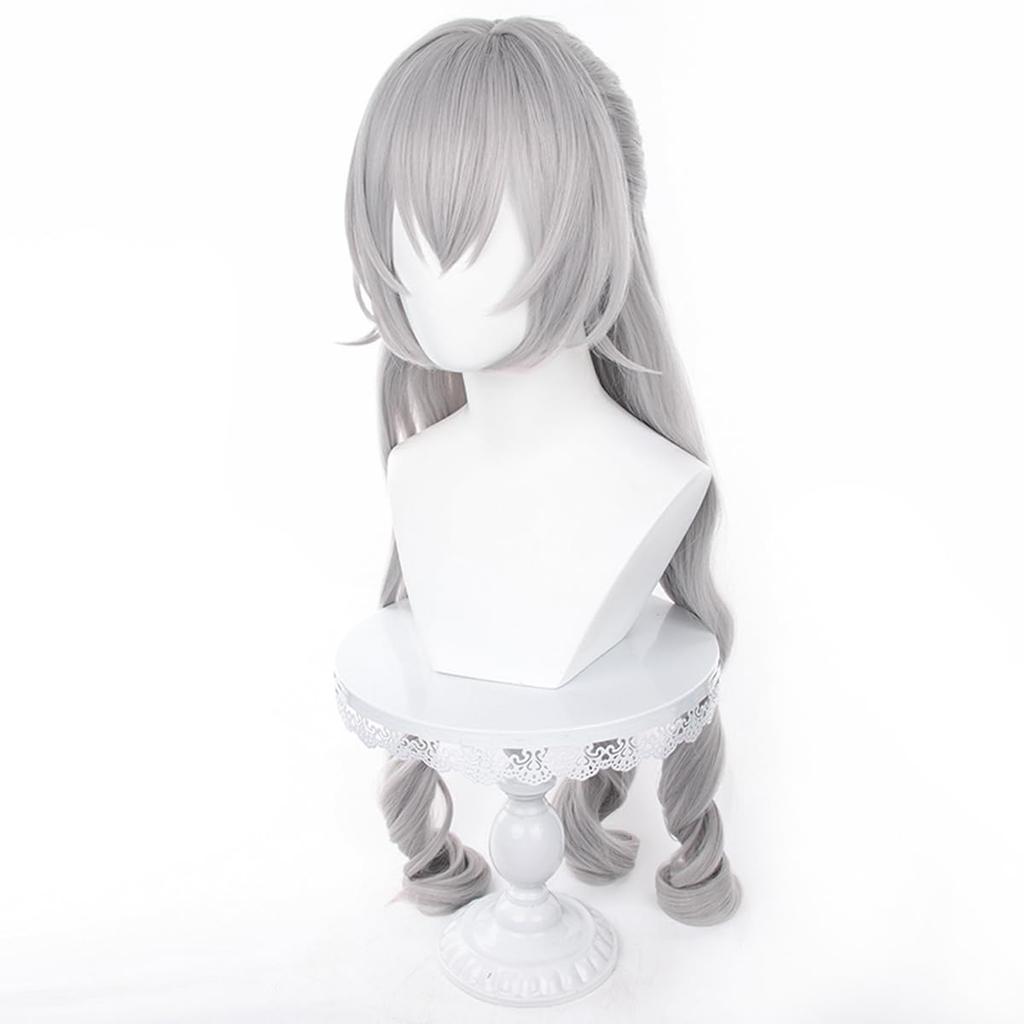 Bronya Cosplay Perücke, Grau, Lang, Hitzebeständig, Perfekt für Schulfeste, Kulturelle Feste, Reiseausstellungen und Fotoshootings, Halloween, und