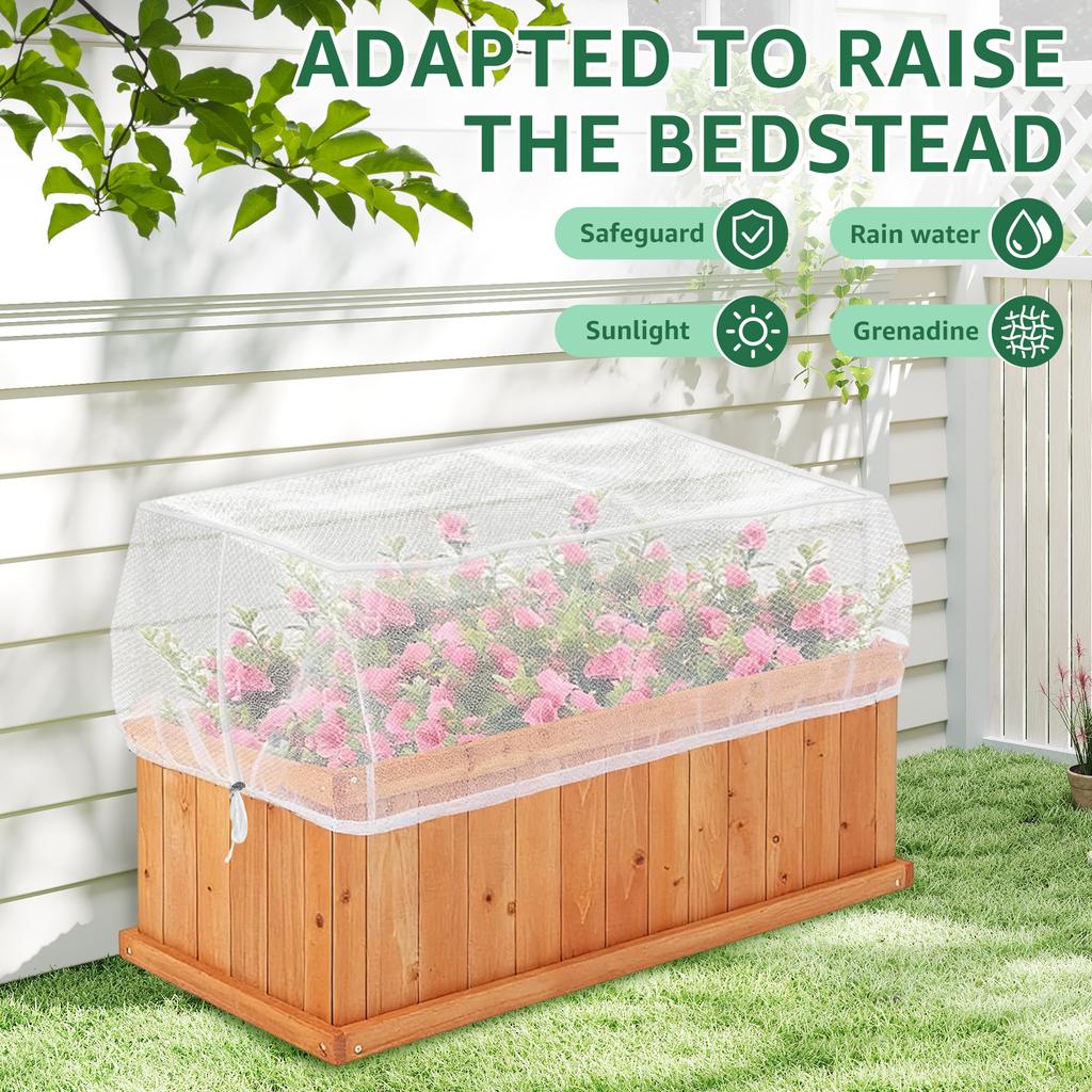 2Pcs Garden Netting Raised Bed Cover with Adjustable Drawstring Reusable Rectangular Plant Covers For Lawn Garden Plants