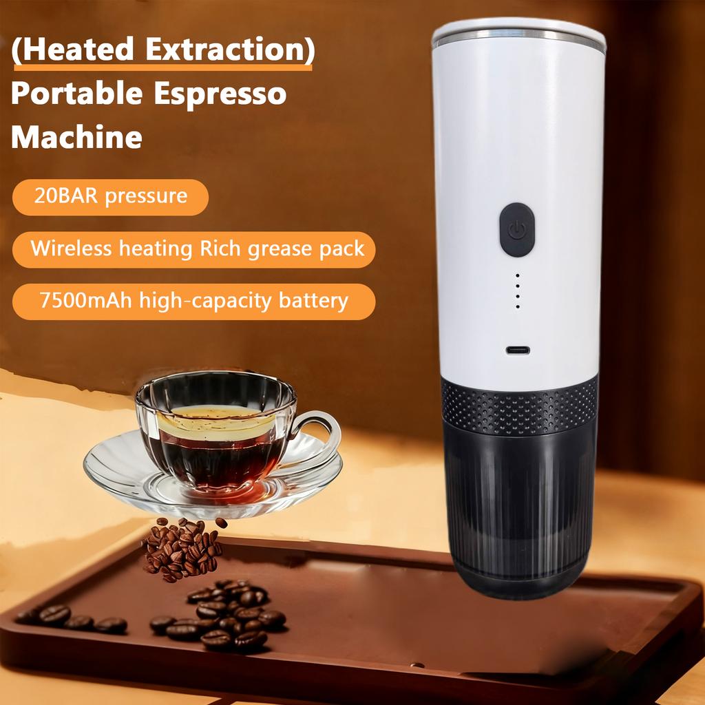 Portable Coffee Maker Grind Coffee and Capsules 2 in 1 Wireless Heating Coffee Machine with 20BAR Pressure Re able for Home Outdoor Travel