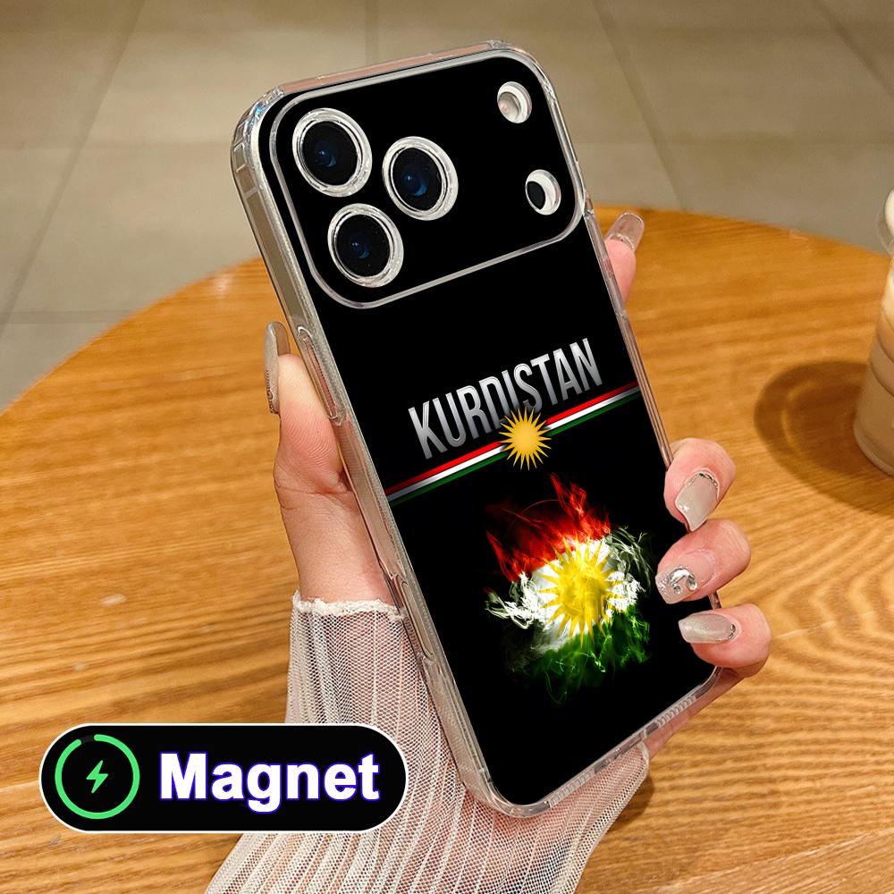 Kurdistan Flag Clear TPU Magsafe Mobile Phone Case for iPhone 17 16 15 14 13 12 11 Air Pro Max Plus Mini Colorful Cover