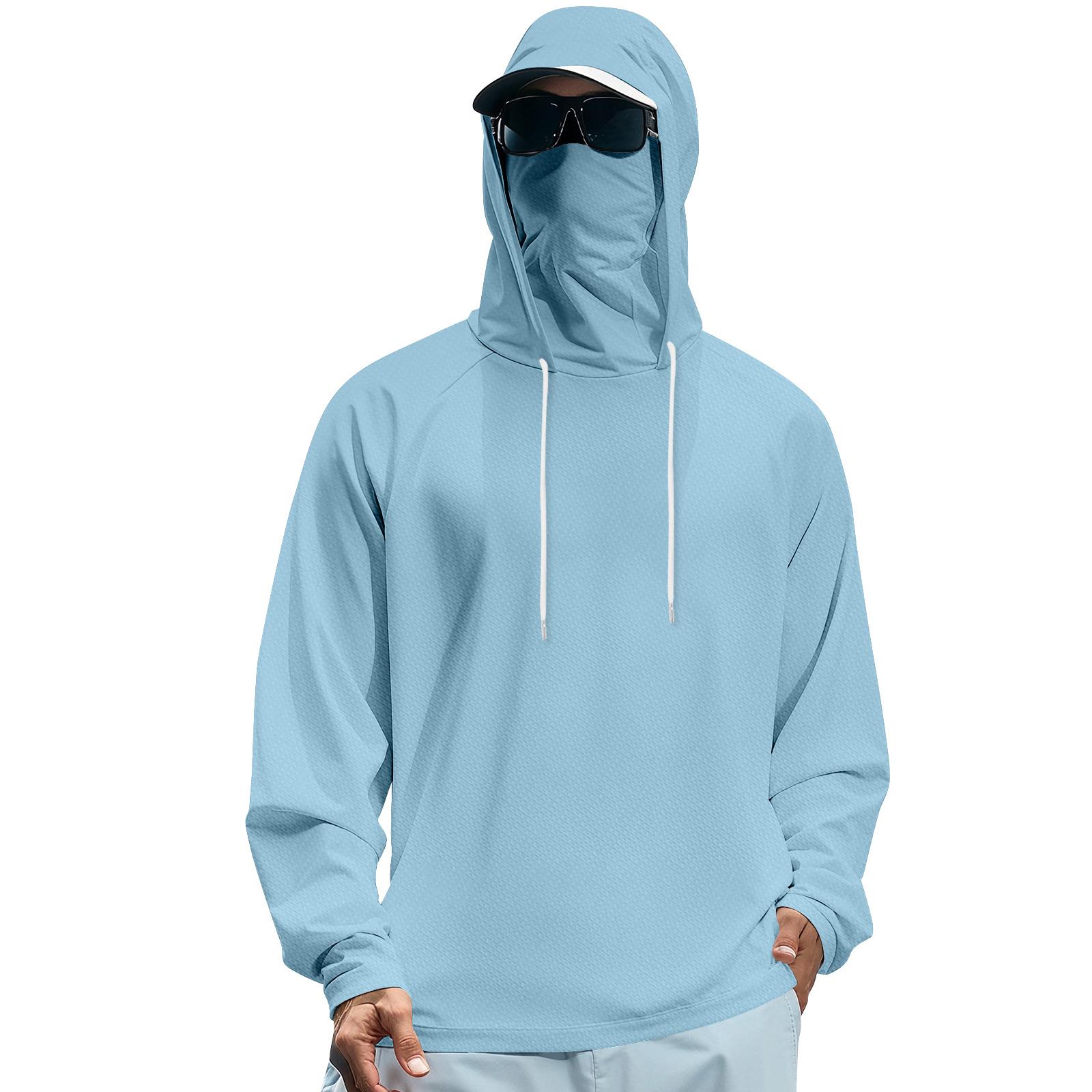 

Unisex Solid Color Hooded Sweatshirt With Face Mask And Plush Raglan Sleeves M