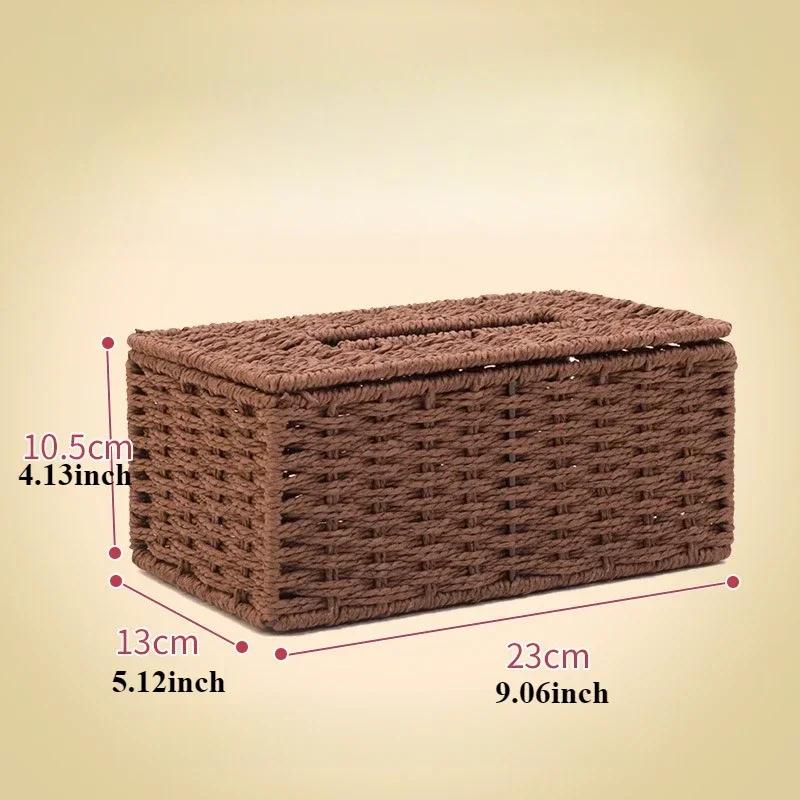 1PC Rattan Handmade Knitting Tissue Box Vintage Napkin Holder for Barthroom Kitchen Home Hotel and Office Home Storage Decor