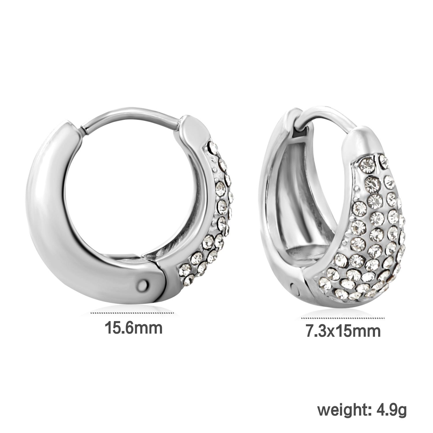 

Shiny Full of Cubic Zirconia Round Hoop Earrings Bridal Wedding Ears Jewelry Accessories Stainless Steel Luxury Party Piercing