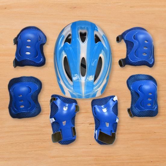 7Pcs/ Set Kids Safety Knee Pad Wear Resistant Sweat Absorption Accessory Cycling Helmet