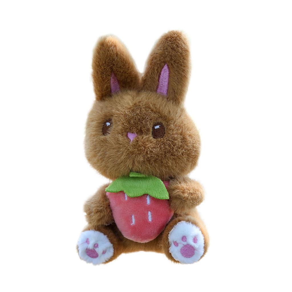 Plush Toy Bunny Keychain With Strawberry Design For Kids Gift And Bag Accessory