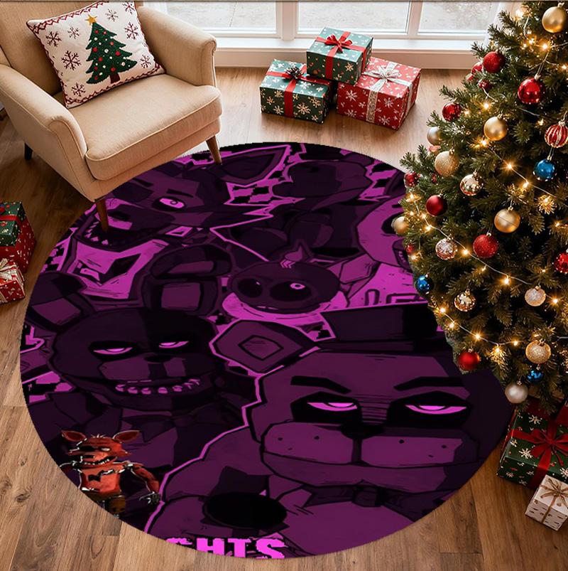 Five Nights at Freddy's Pattern Round Rug, Indoor/Outdoor Mat, for Picnic, Gameroom, Bedroom, Office, Living Room, Home Decor Carpet, Birthday Gift