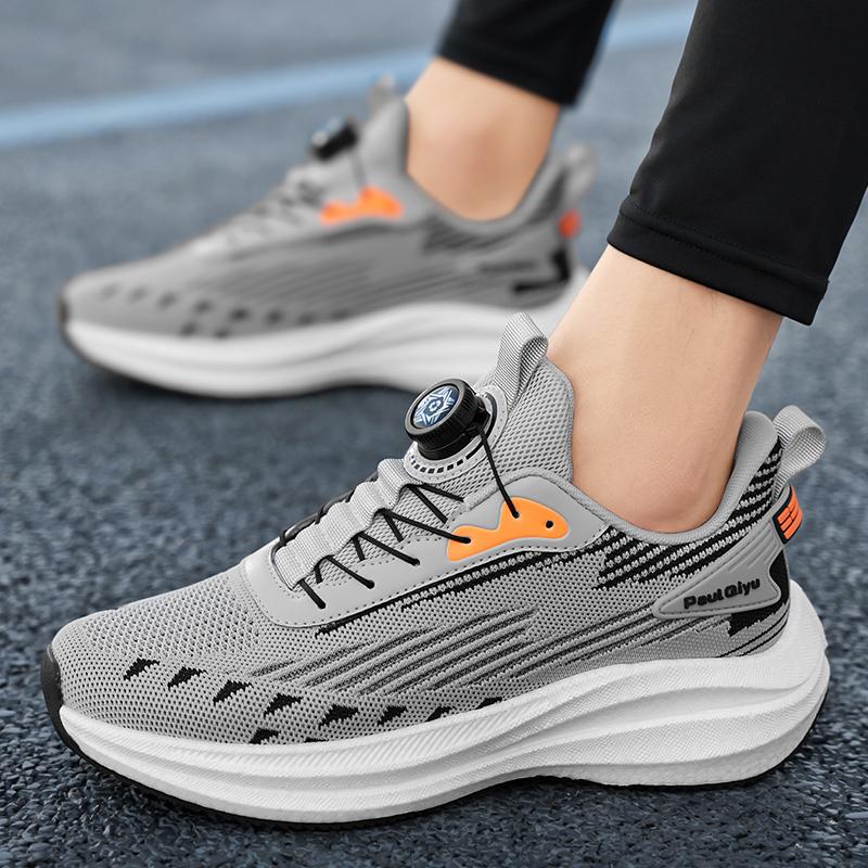 New Rotary Buckle Fly Woven Fabric Leisure Sports Running Men's Shoes Large Size Shoes  Lightweight and Versatile Sports Shoes