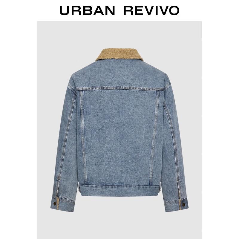 UR2025 Men's Color-Block Lapel Multi-Pocket Denim Jacket