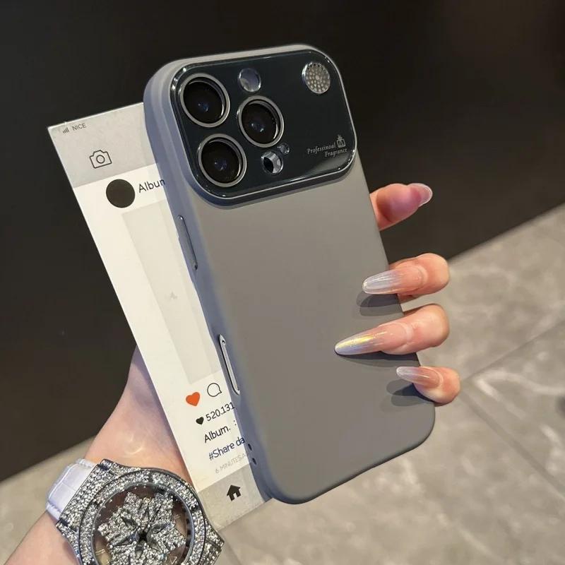 Liquid Silicone Soft Phone Case With Lens Fragrance Protection For iPhone 16 15 Plus 14 13 17 Pro Max 11 Plain Shockproof Cover