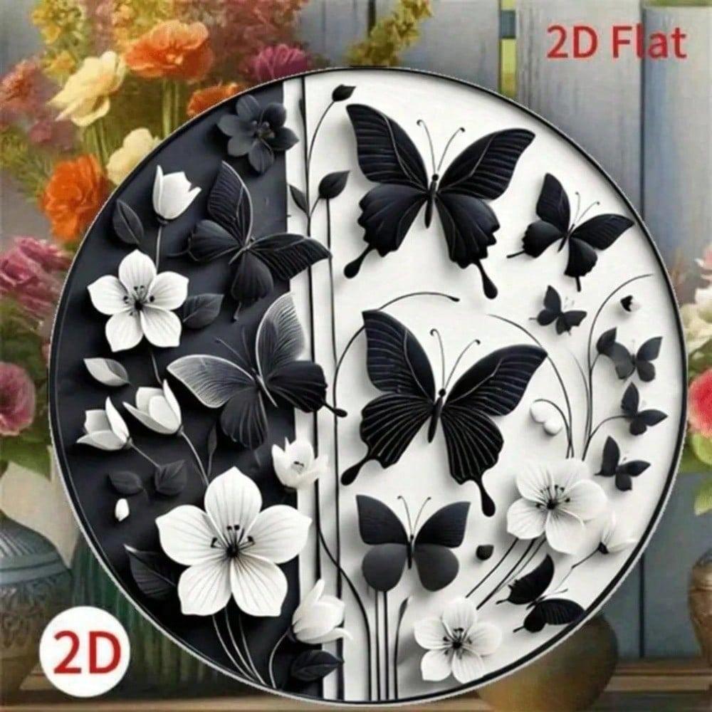 3D Butterfly & Floral Metal Wall Art Stickers, Self-Adhesive Home Decor Removable Peel Stick Art for Room