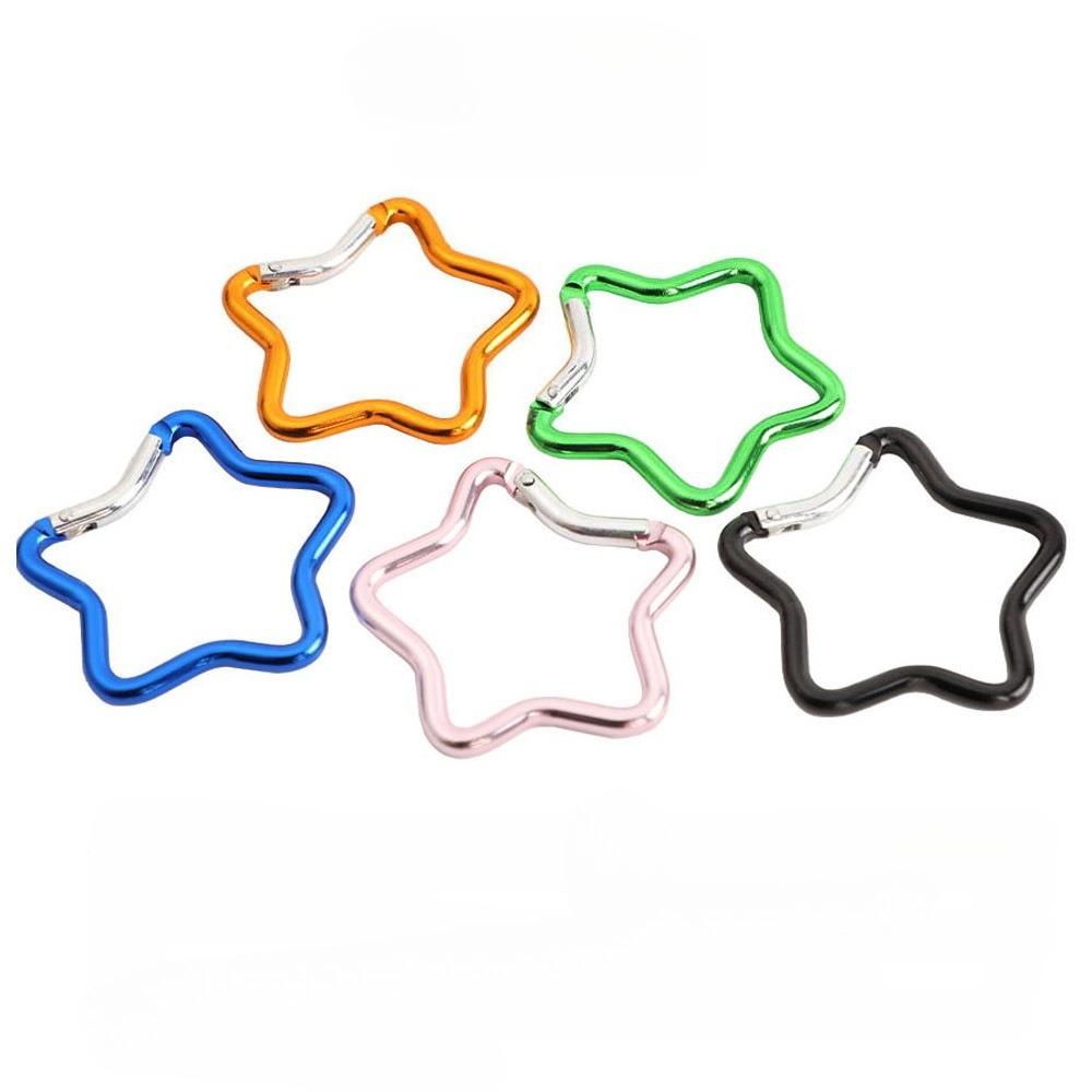 2pcs Aluminum Alloy Hanging Buckles  Five-pointed Star Climbing Buckles  Quick-hanging Keychains  Safety Buckles Backpack Buckles  in Various Colors