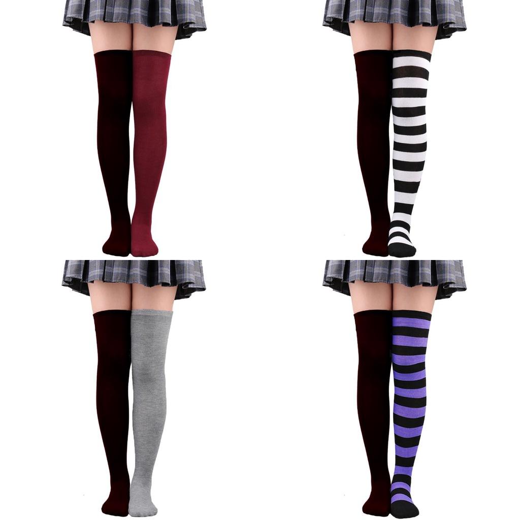 Colorful Over-the-knee Women's Socks For Parties And Holidays Friction-resistant Polyester Blend