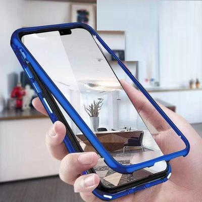 Custodia per Telefono con Cornice Metallica Magnetica per iPhone 7 Plus/8 Plus - Antiurto, Vetro Monolaterale, Magnete Forte
