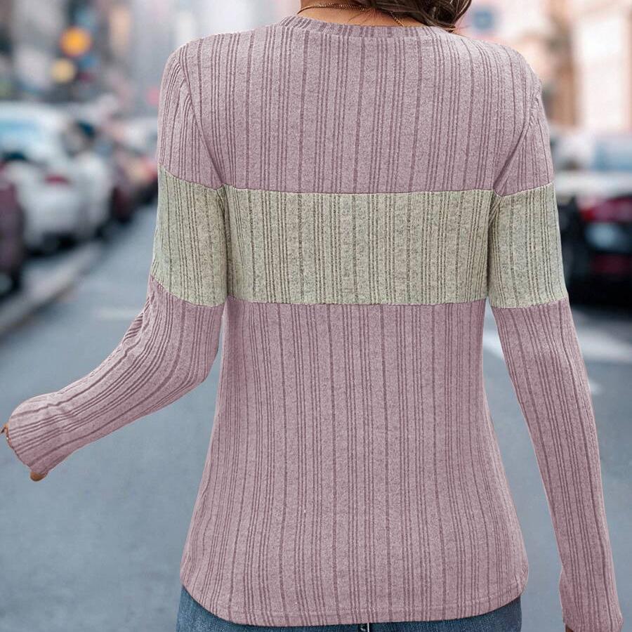 GMXIA Tricou de damă toamnă și iarnă larg casual colorat Pulovere de damă