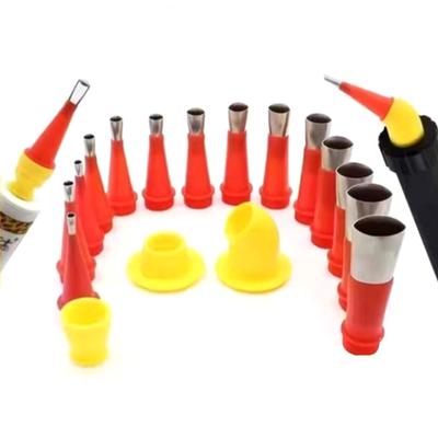24Pcs Caulking Finisher Kit Include 16 Pcs Reusable Stainless Steel Caulking Nozzle Applicators with 8 Connection Bases