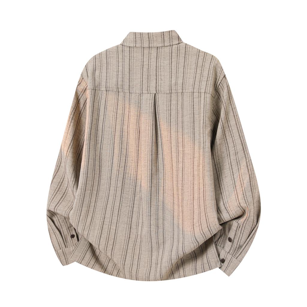 Striped Shirt Men's Long Sleeved Lapel Workwear Shirt Jacket