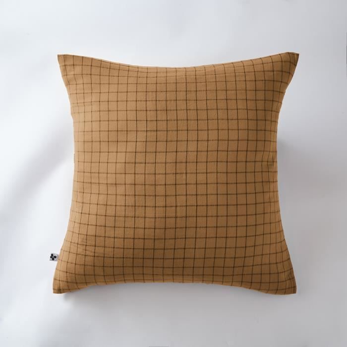 Taie d'oreiller - Gaia Mixe - Camel - 60 x 60 cm - Gaze de Coton - Design Contemporain