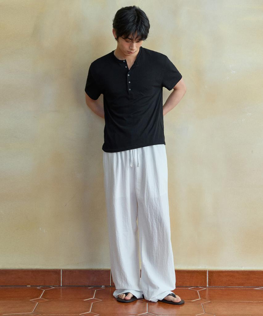 Wednesday Oasis Vintage Henley Neck Short Sleeve T-Shirt_3 Colors(Wb6Tp27)