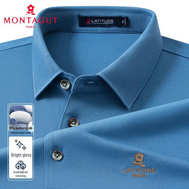 MONTAGUT Men s Silk Blend Short Sleeve Polo Shirt 48