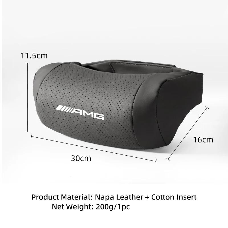 GLC GLB Car Seat Headrest PU Leather Neck Pillow Head Support Protector Cushion For Mercedes Benz AMG W204 W205 W203 W211 W212
