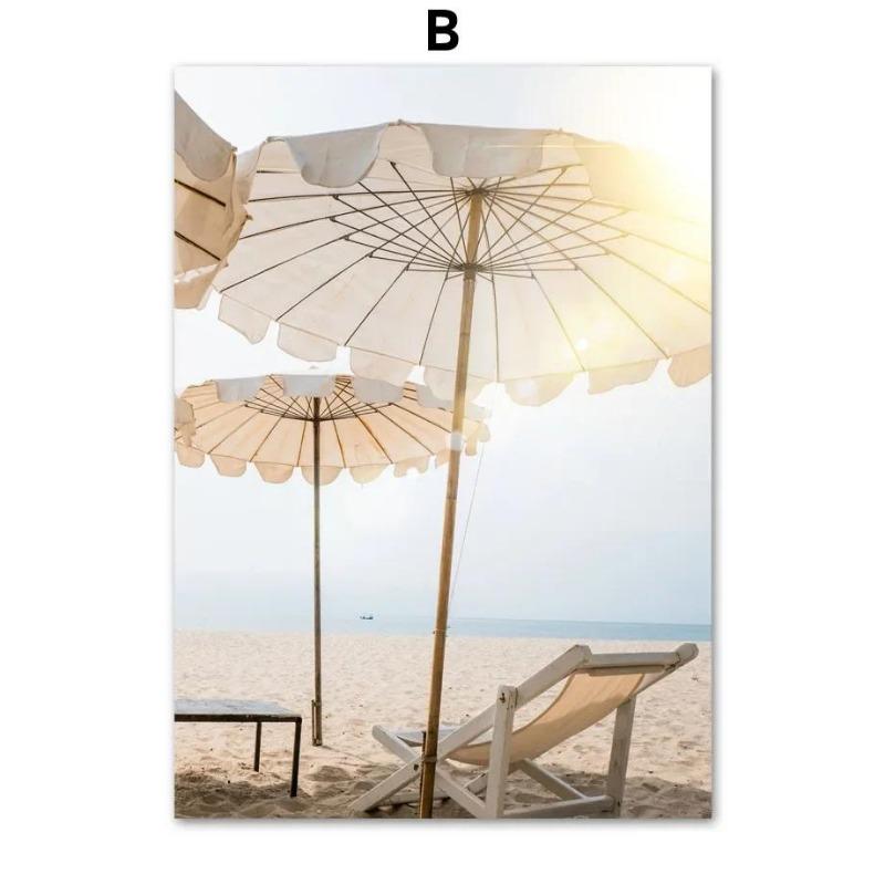 

Прибрежная безмятежность Классика Минимализм Настенное Искусство с Пляжными Креслами Маяки Хвосты Кита Принты для Декора Гостиной Спальни 21cm×30cm NoFrame