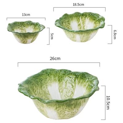 Handbemalte Keramikschale in Kohlform, unterglasurfarben, mehrfarbig, kreative Schale in Blumenform für Obstsalat, Reissuppe ZF708