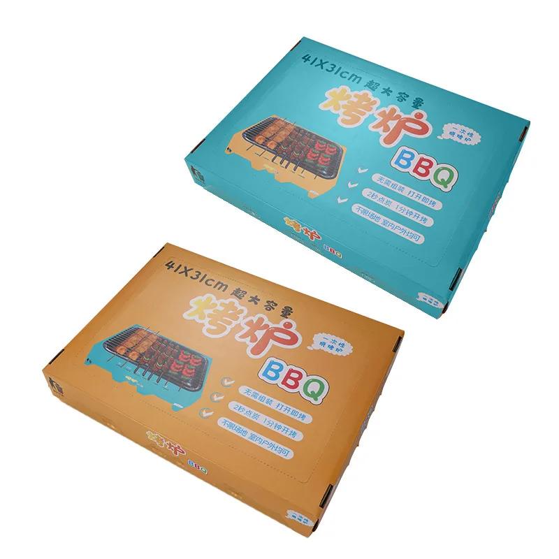 Engångsgrill Rostfritt Stål Rökfri Hushåll Utomhus Engångsgrill Lättvikt Bärbar Kol Koreansk Grill