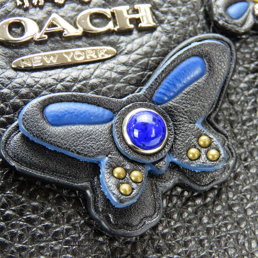 Used COACH Handbag F59354 leather black Butterfly motif