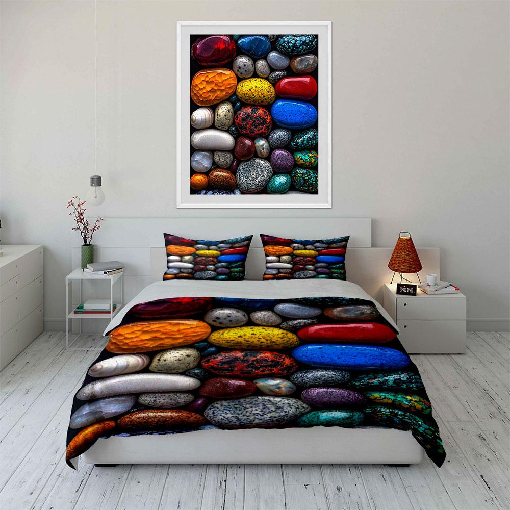 Colorful Stone Decor Set Multiple sizes kid's and adults' bedroom Exquisite 3PC bedding set gift
