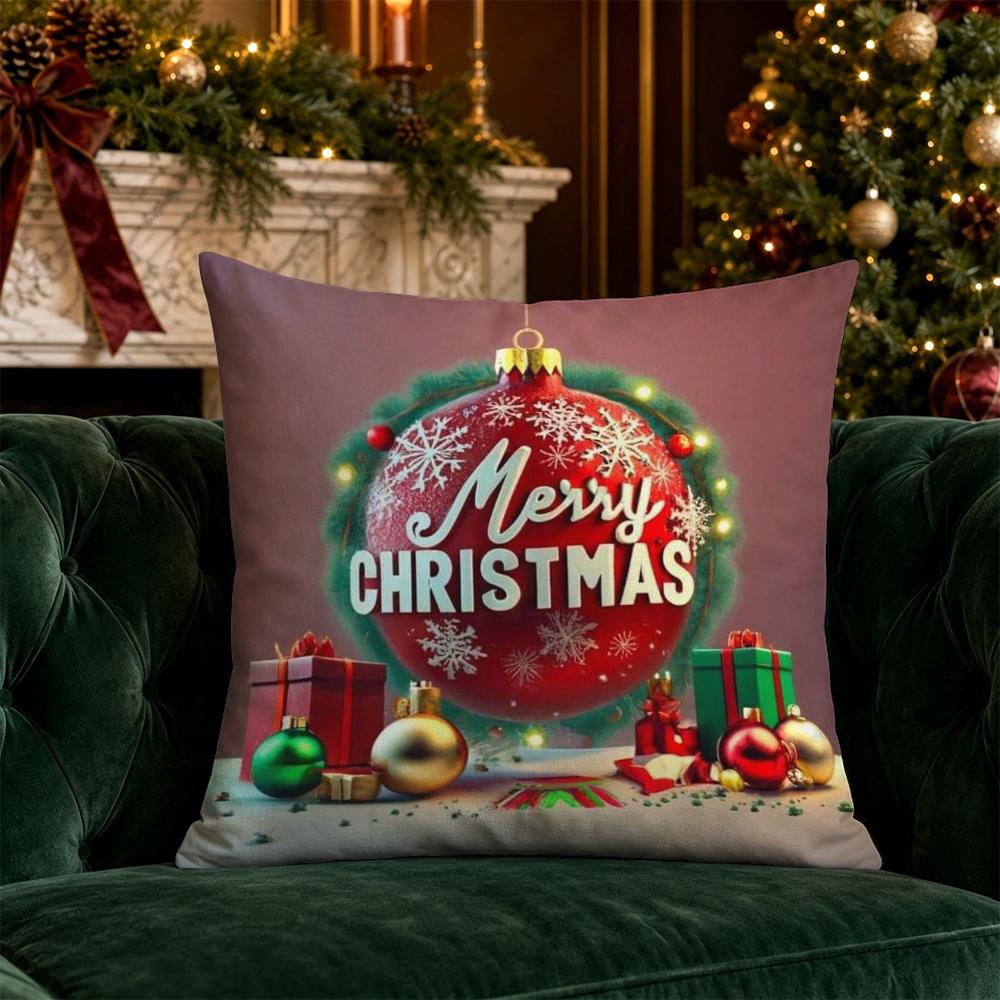 Christmas Themed Throw Pillow Covers Pattern Cushion Cover Suitable for Sofa Bedroom Car Pillow Cover