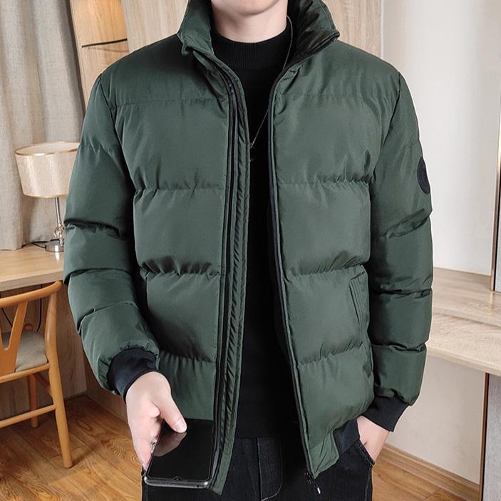 Men's Down Jacket Thickened and Warm Cotton Jacket for Autumn and Winter Pure Color Loose Down Jacket
