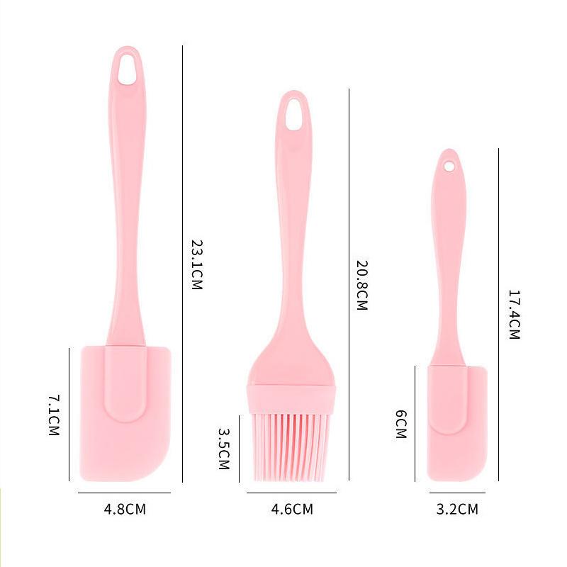 3 bucăți antiaderent silicon răzuitoare cremă pâine prăjitură unt spatulă mixer perie ulei cu mâner din PP spatulă tort instrument de copt bucătărie
