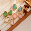 Salircon 5 Color Irregular Geometric Resin Stainless Steel 18K Gold Plated Stud Earring for Women Bohemia Y2K Jewelry Gifts New