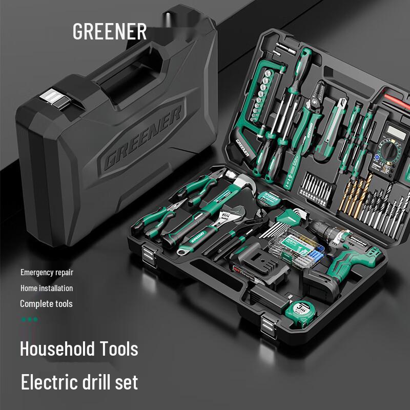 Green Forest 34-Piece Cordless Lithium Electric Drill & Tool Kit CN plug (adapter included)