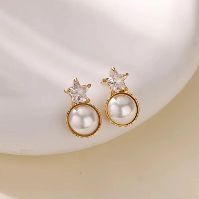 Exquisite mini fashion simple zircon pearl earrings stud earrings niche versatile design earrings women