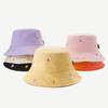 Colorful Flowers Embroidery Bucket Hats For Women Girls Summer Cotton Sunscreen Panama Sun Hat Foldable Outdoor Fisherman Caps
