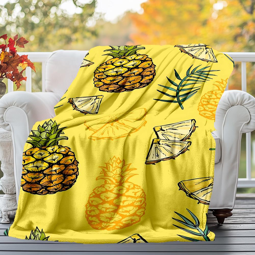 1pc Pineapple Fruit Outdoor Flannel Blanket Soft Warm All-Season Throw for Sofa Bed Car Camping Office, Cozy Gift Idea1139S