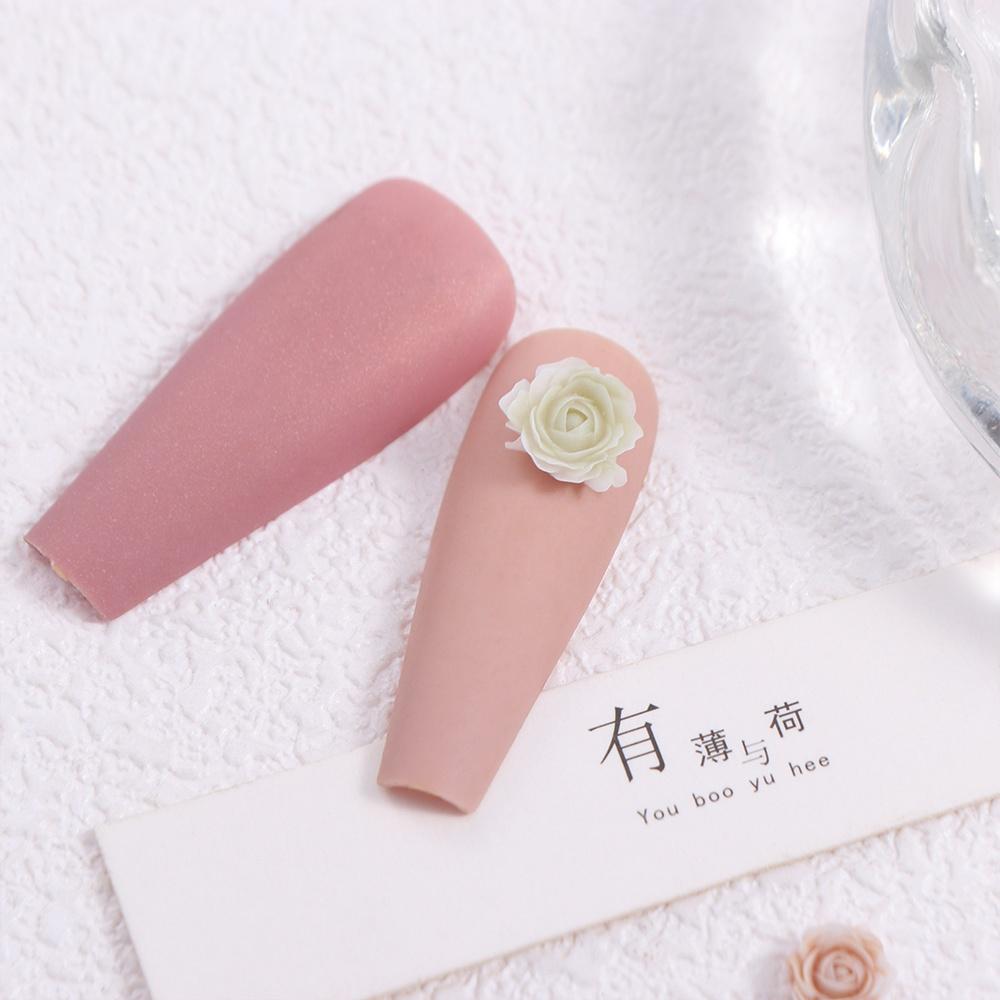 50 Pcs 6mm+8mm Nail Art Decoration Resin Gradient Rose Nail Drill Accessories Women