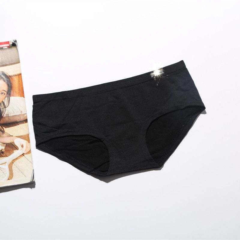 Skin-Friendly Thin Low Waist Pure Cotton-Piece Underwear Black S