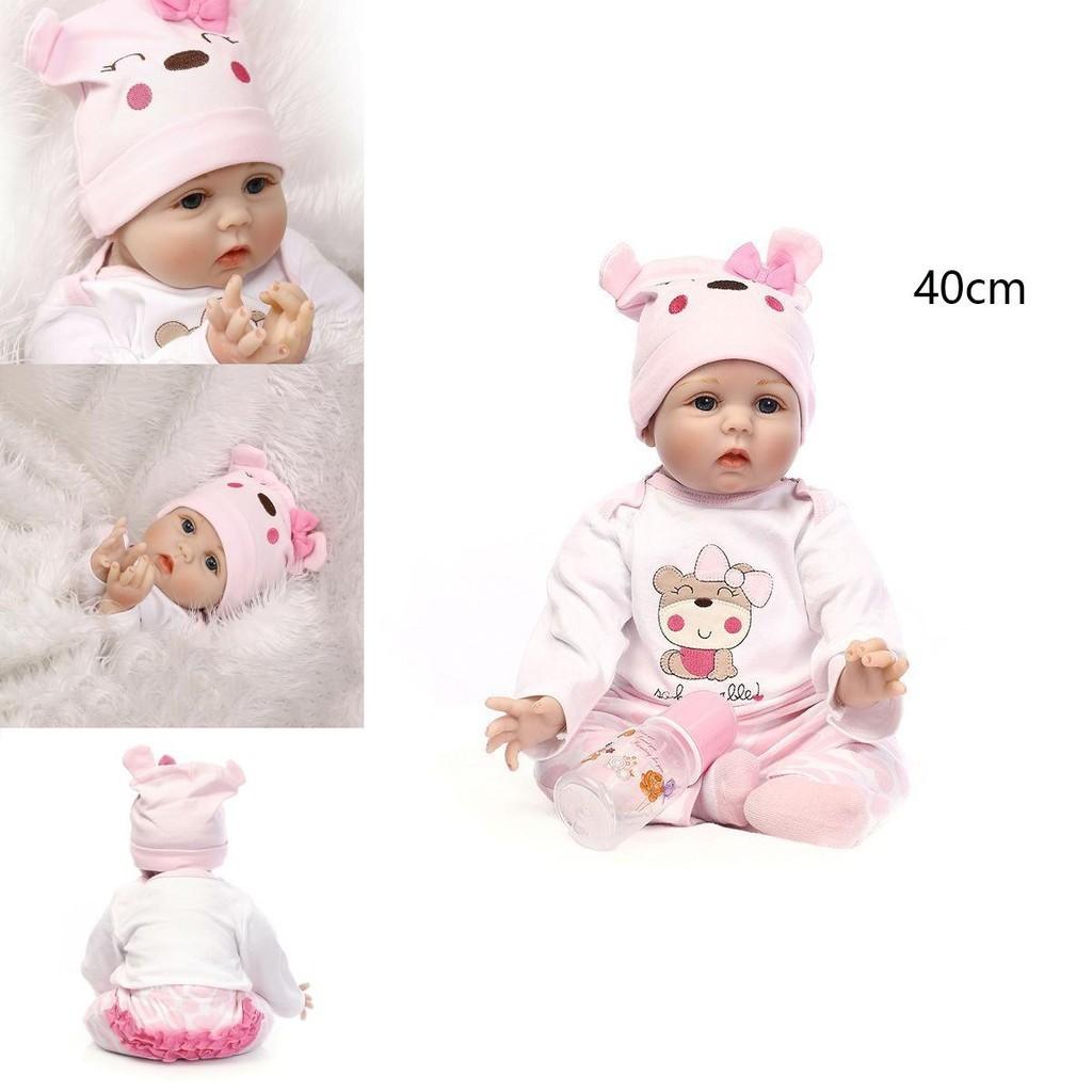 Lovely 16" Soft Silicone Reborn Doll With Natural Mohair And Realistic Baby-like Appearance