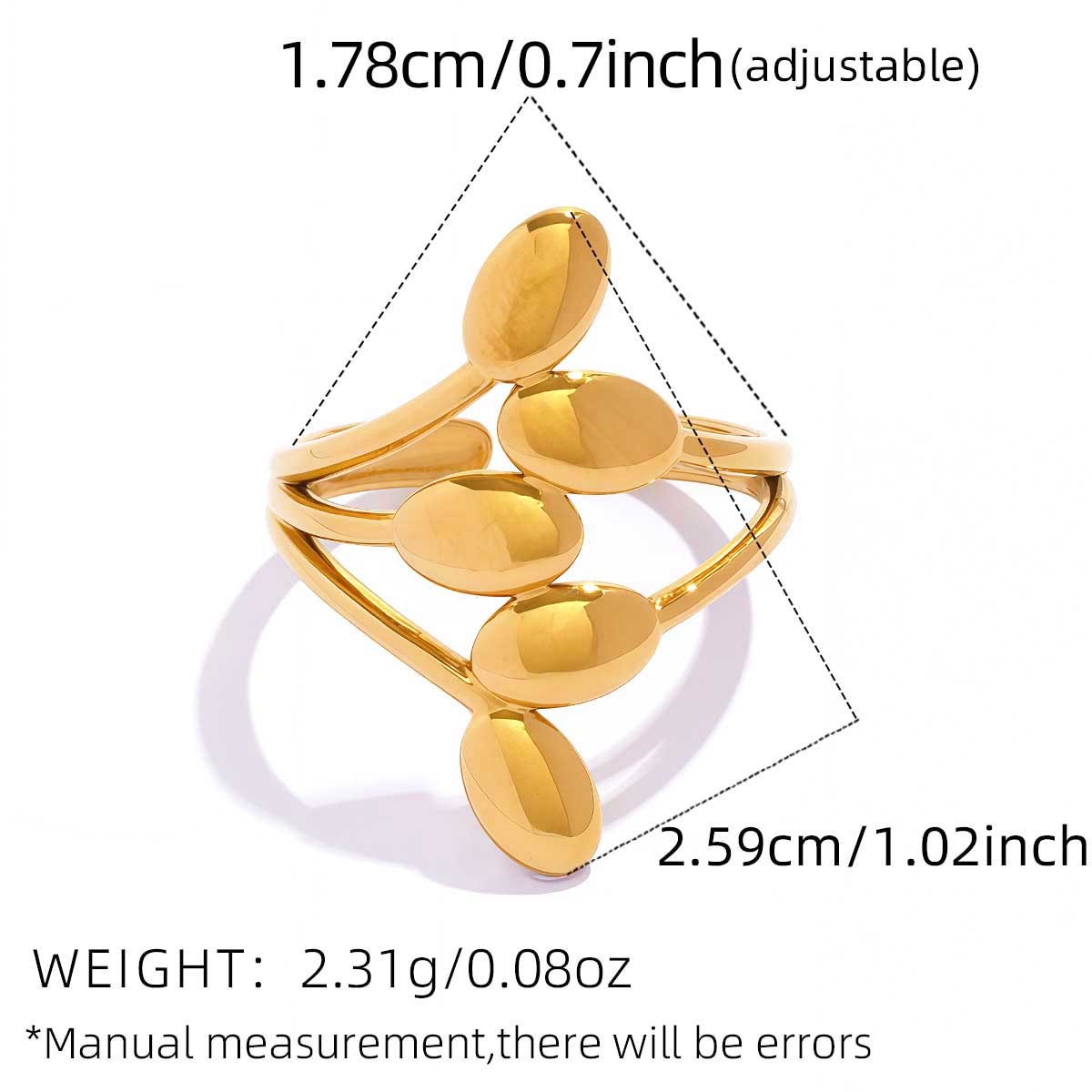 

Stainless Steel Geometric Open Rings For Women Creative 18K Gold Plated Adjustable Open Ring Female Zircon Punk Rapper Anillos resizable