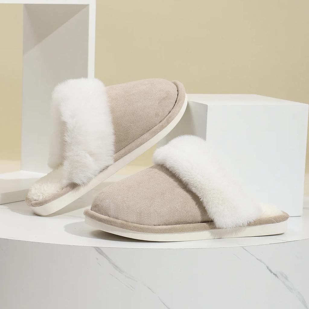 Fashion Fluffy Slippers Women House Flats Plush Fashion Designer Winter Platform Shoes Ladies Elegant Casual Footwear Indoor Large Size