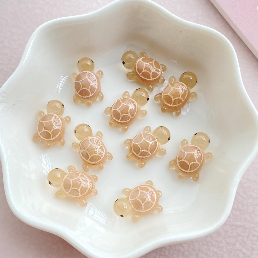 30Pcs Cute Mini Cartoon Night Light Hand-painted Turtle Nail Art Resin Designer Charms DIY Craft For Nail 3D Decorations Jewelry