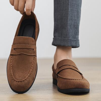 Neue Klassiker Herren Wildleder Slipper Preppy Leichte Atmungsaktive Flats Rutschfest Tägliche Mode Lässige Outdoor Sneaker