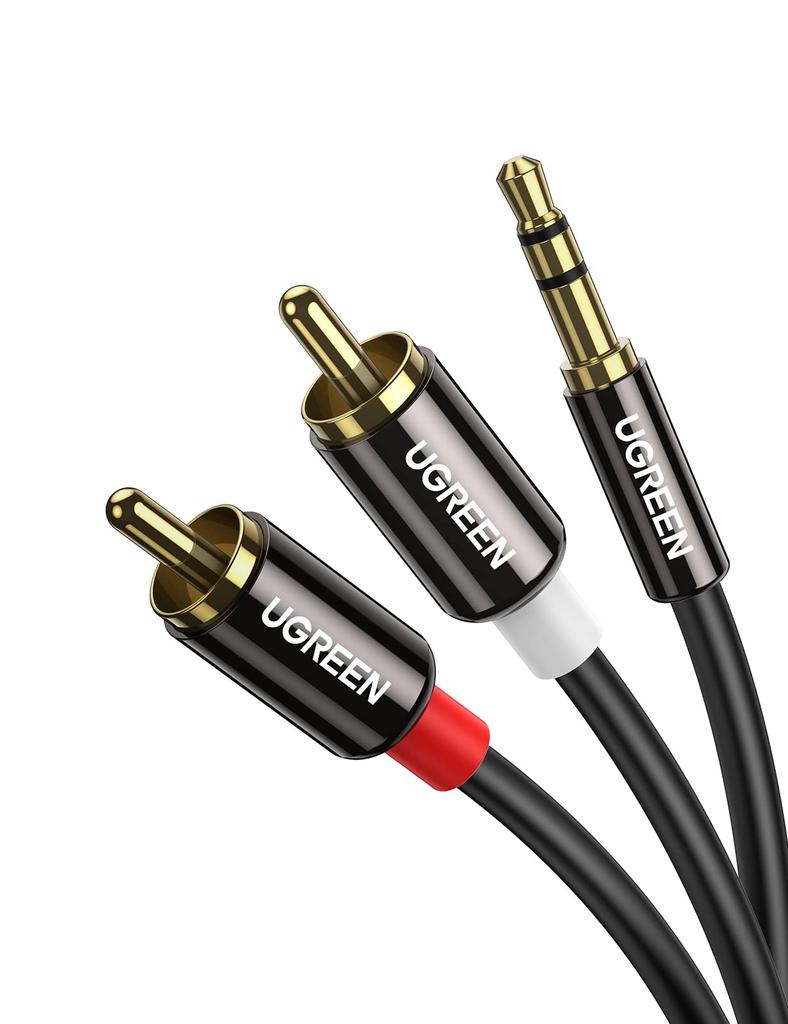 UGREEN RCA to 3.5mm Audio Cable, 1m, Stereo Mini Plug to 2RCA for PCs, Smartphones, and Amps