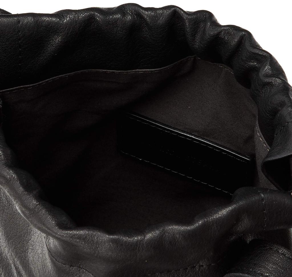 Patrick Stephan Shoulder Bag, Pochette, Drawstring Bag, Mini Shoulder Bag, Cowhide Leather, Black, 203ABG01