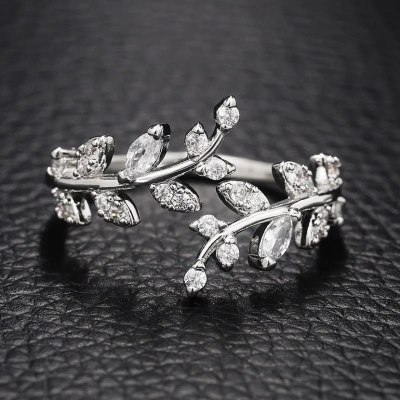 925 Sterling Silver Tree Branch Shape Ring Charm Sparkling Zirconia Rings Birthday Party Gift for Women Fine Jewelry Accessories
