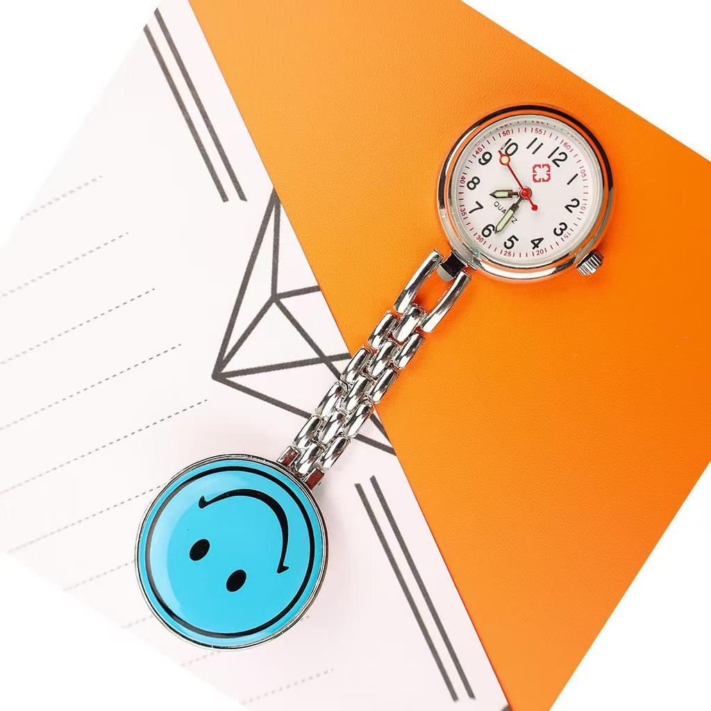 Retro Luminous Nurse Pocket Watch - Cute Smiley Face Brooch for Men, Women & Students